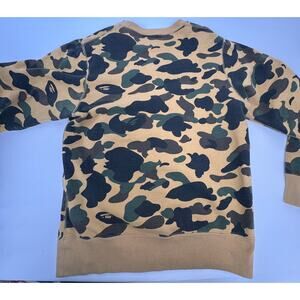 BAPE 1st Camo Crewneck Sweatshirt - Yellow Green Camouflage - Size Small